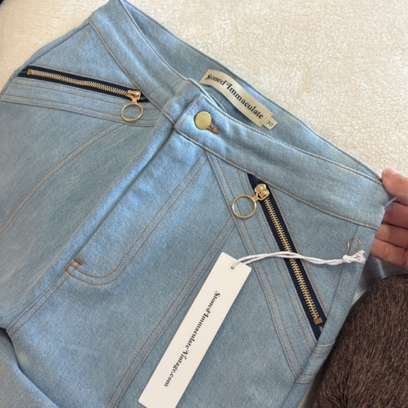 NWOT stoned immaculate side zip wide leg jeans - light denim wash (P2) - Picture 9 of 10